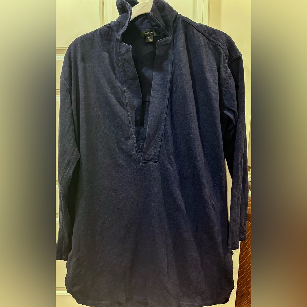 J. Crew Dark Blue Collared Top